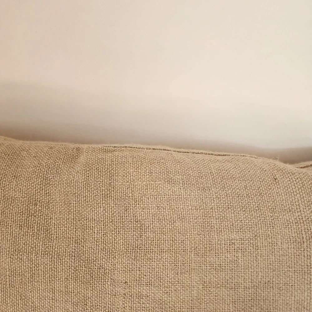 POTTERY BARN RED STRIPE LINEN HEMP FRENCH GRAIN SACK BUTTON PILLOW  16x26